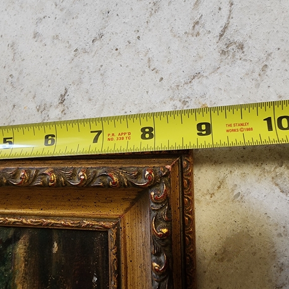 Beautiful vintage original painting landscape bridge over stream creek water - Picture 6 of 8